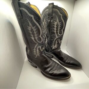 Tony Lama Men's 9D Black Leather Western Cowboy Boots 2914 Stallion Rodeo